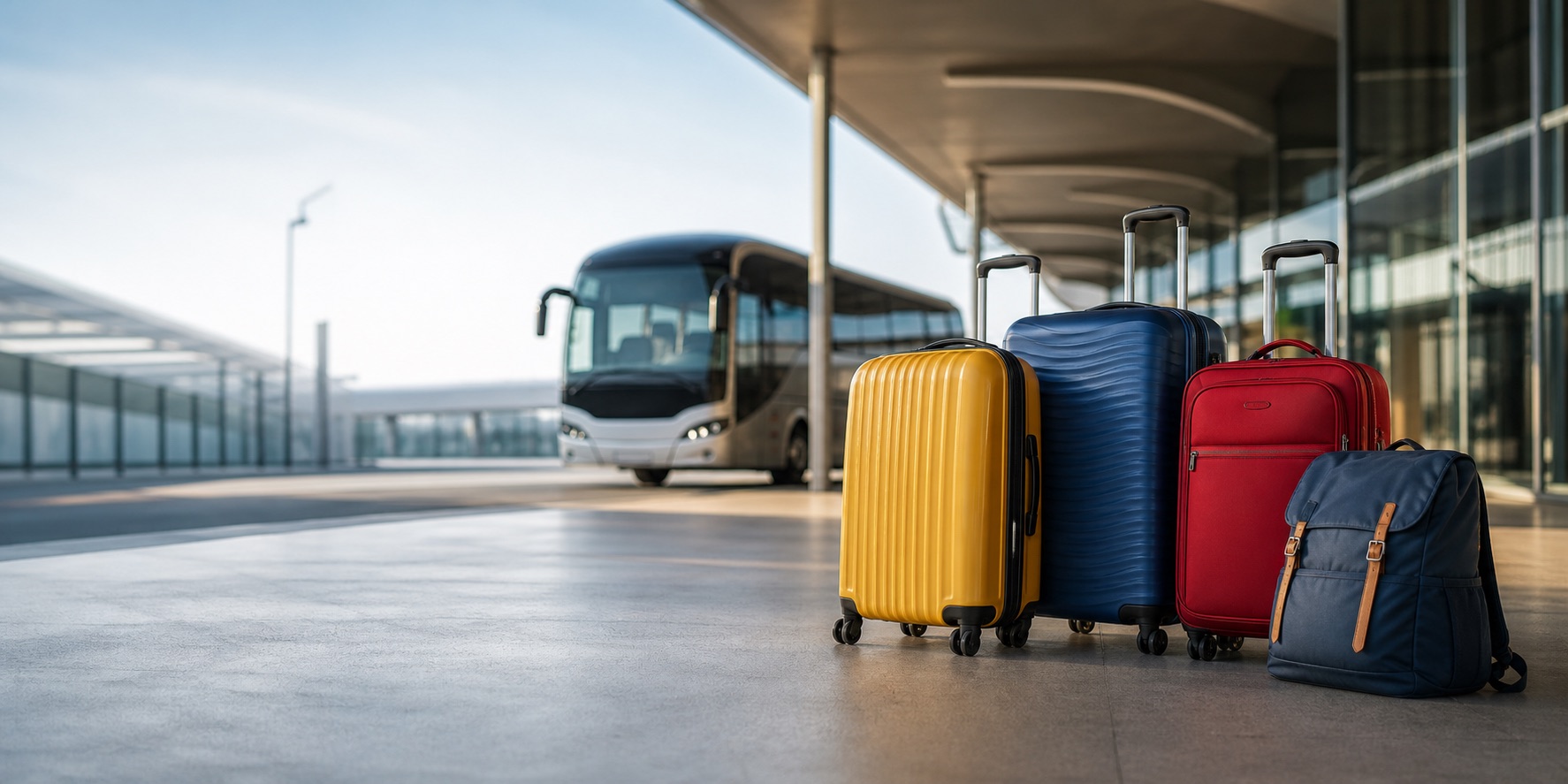 Malas de viagem numa estacao de autocarros