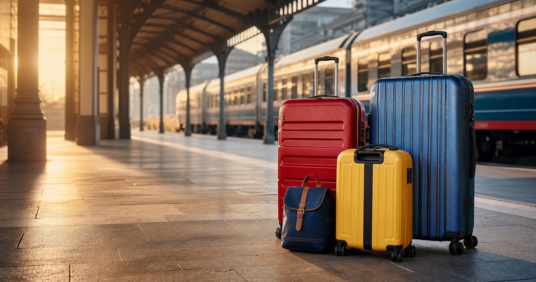 Malas de viagem numa estacao de comboios