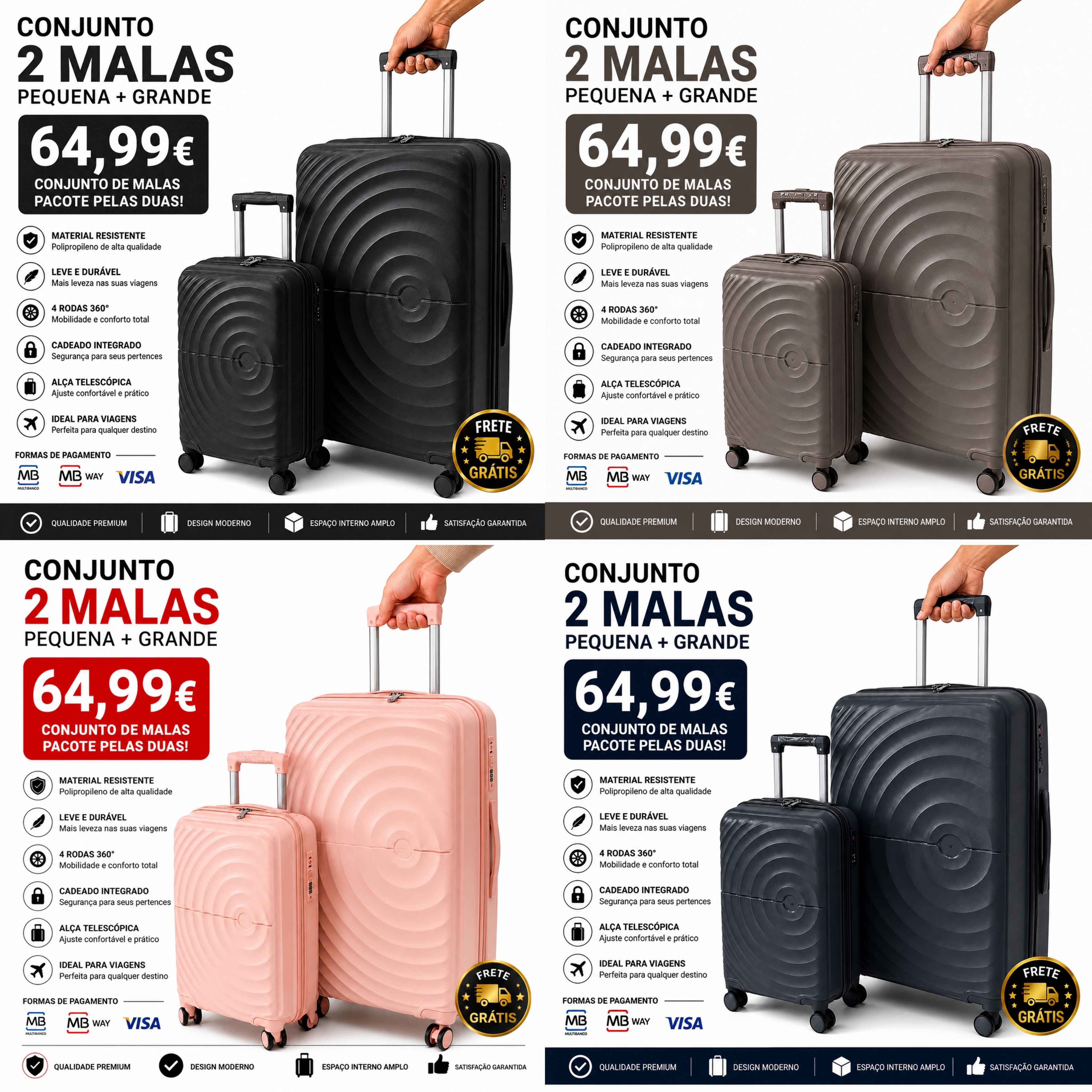 3- Conjunto 2 Mala de Viagem (Pequeno+Grande) Flexíveis