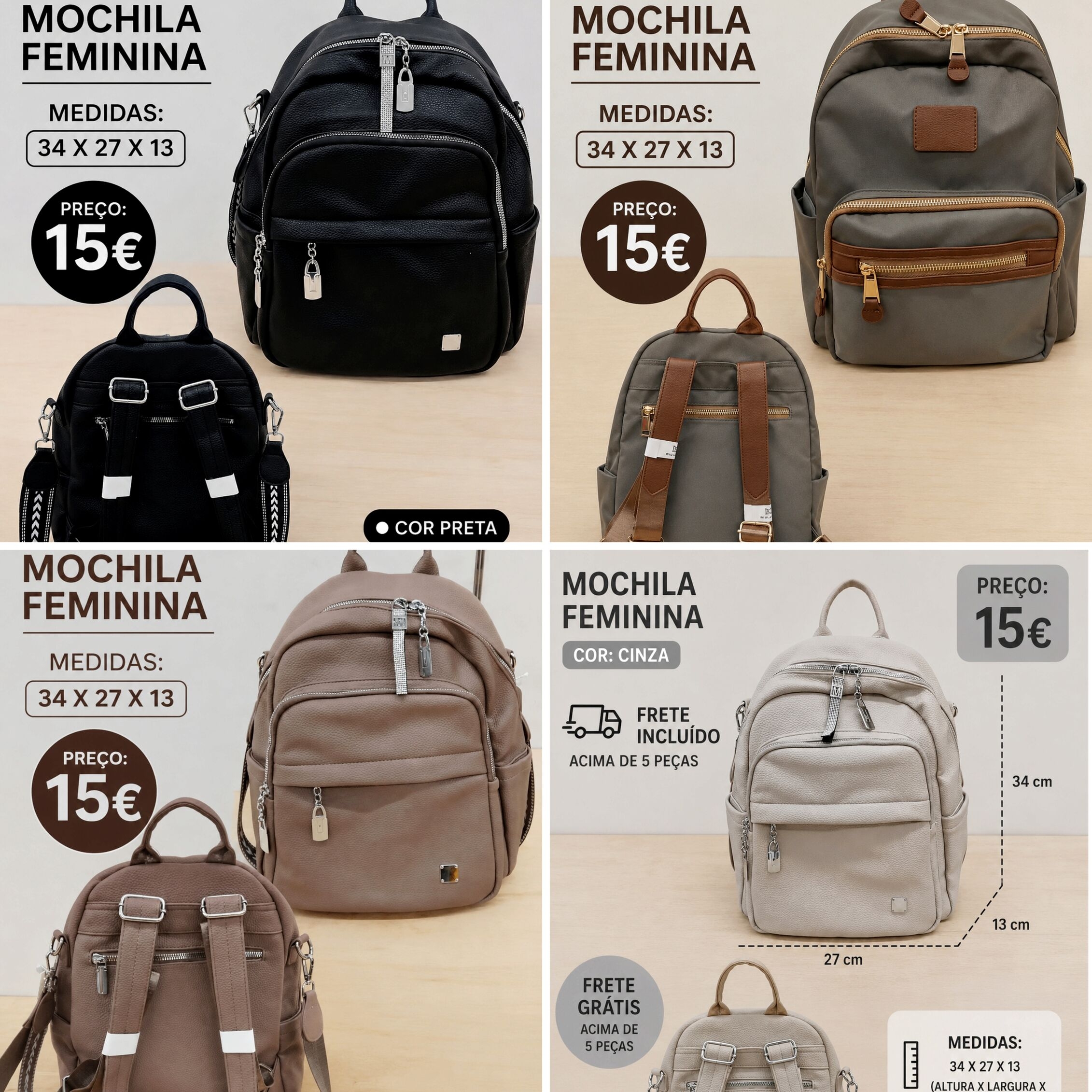 6- Mochila Feminina para Mulheres (Casuais)