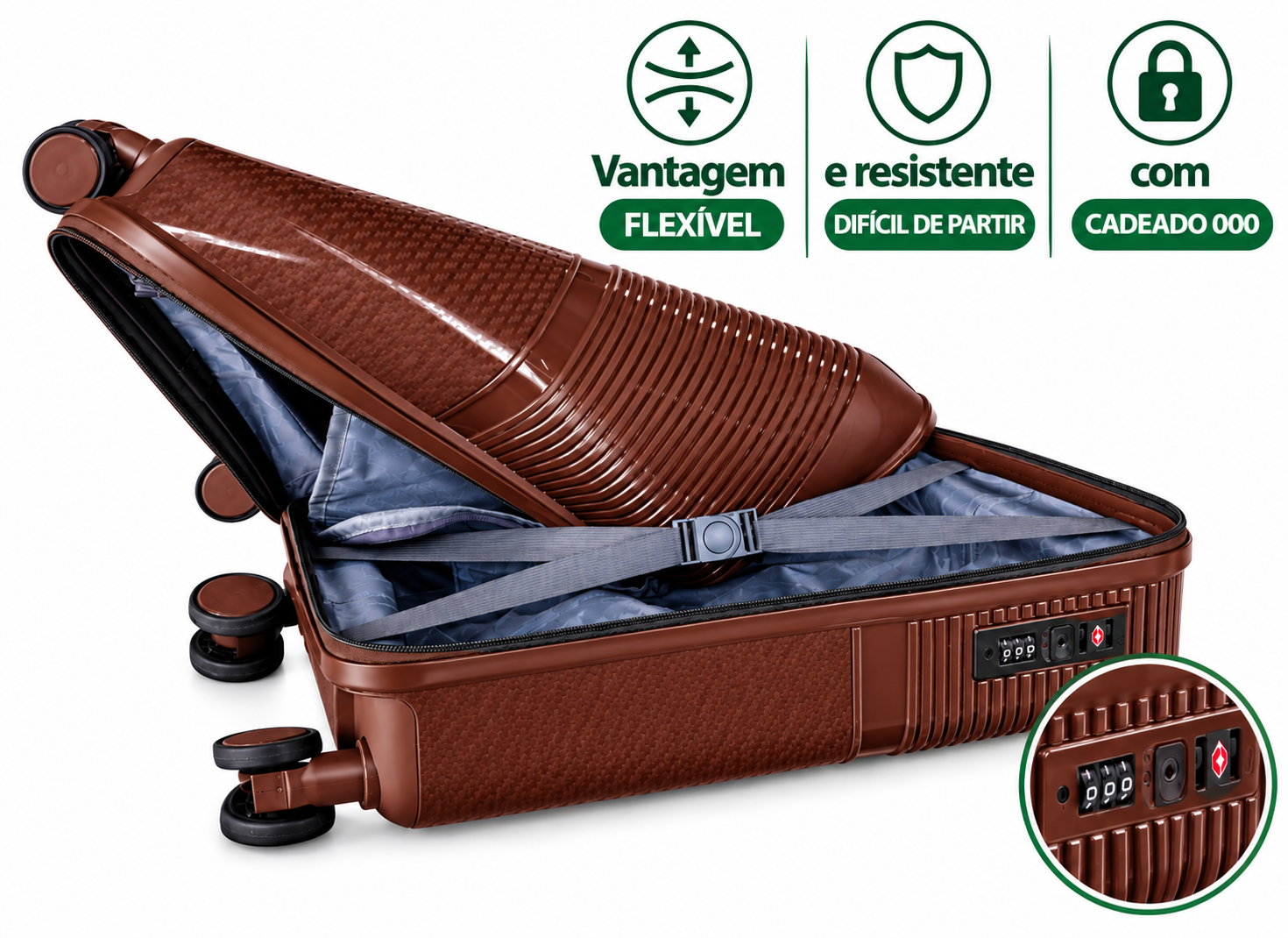 Conjunto 3 Mala de Viagem (Pequeno+Média+Grande) Material Polipropileno "castanho" PROMOÇÃO ÚLTIMAS: 85€ foto 6