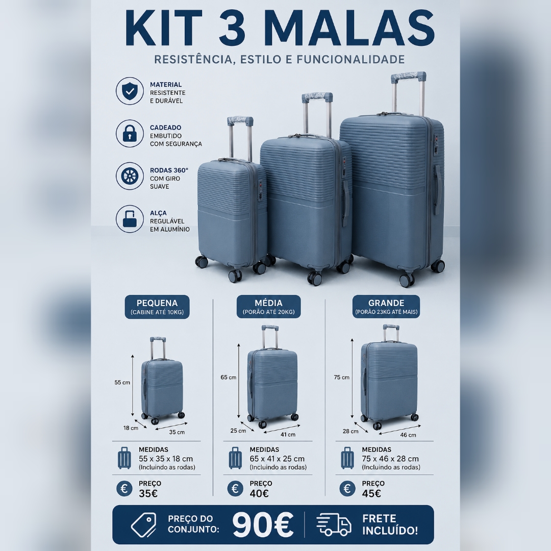 Malas de Viagem Flexível, Difíceis de Partir. Material Polipropileno.