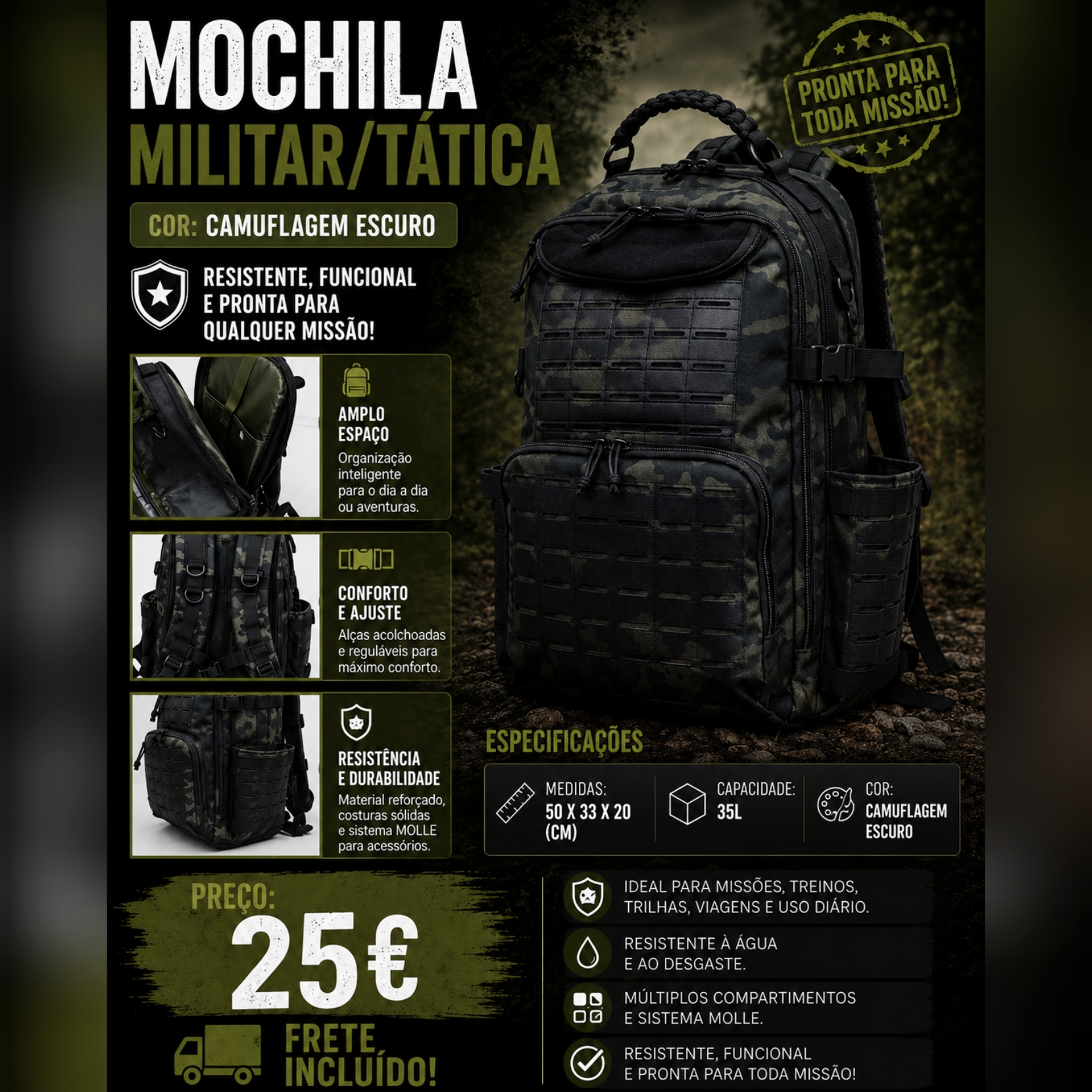 Mochilas Táticas/ Exército