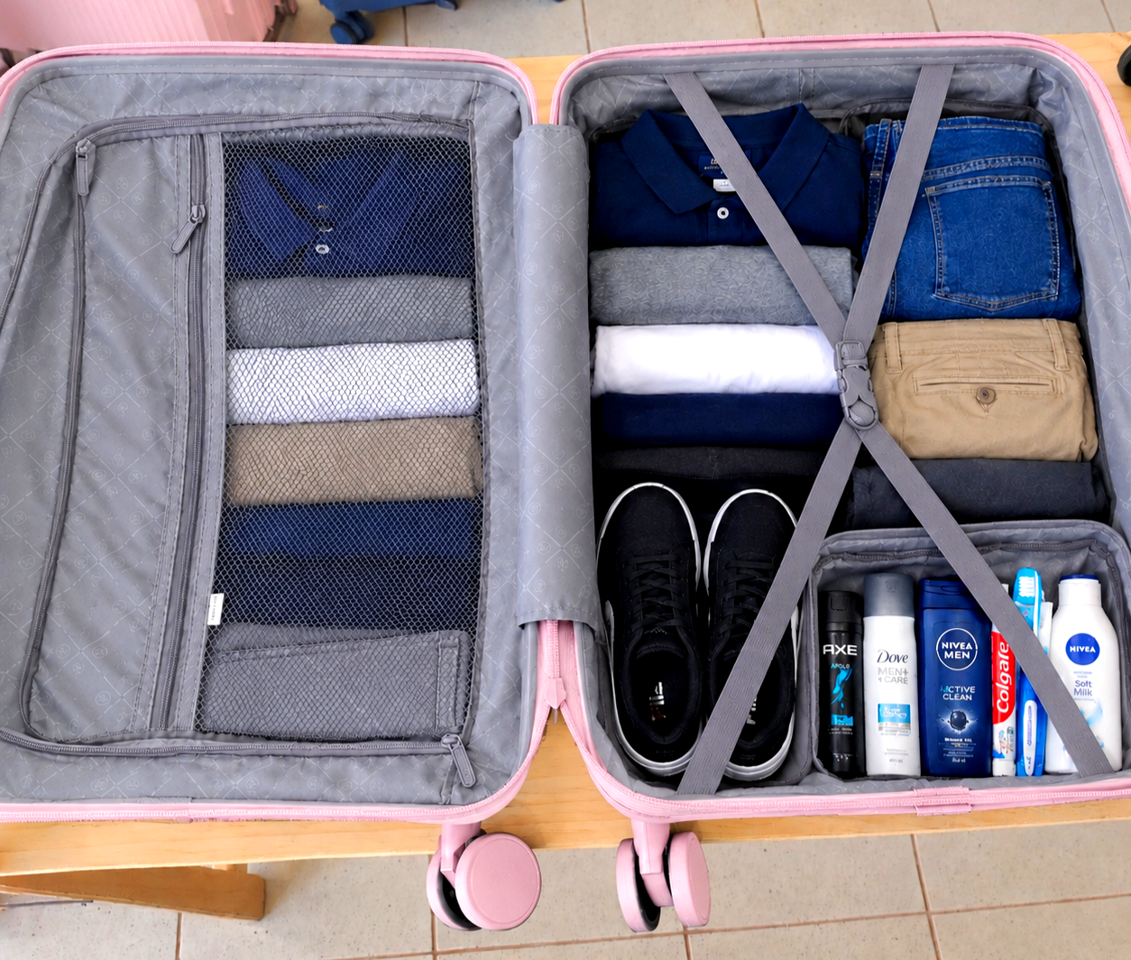 Conjunto 3 Mala de Viagem (Pequeno+Média+Grande) Material Polipropileno "Rosa"