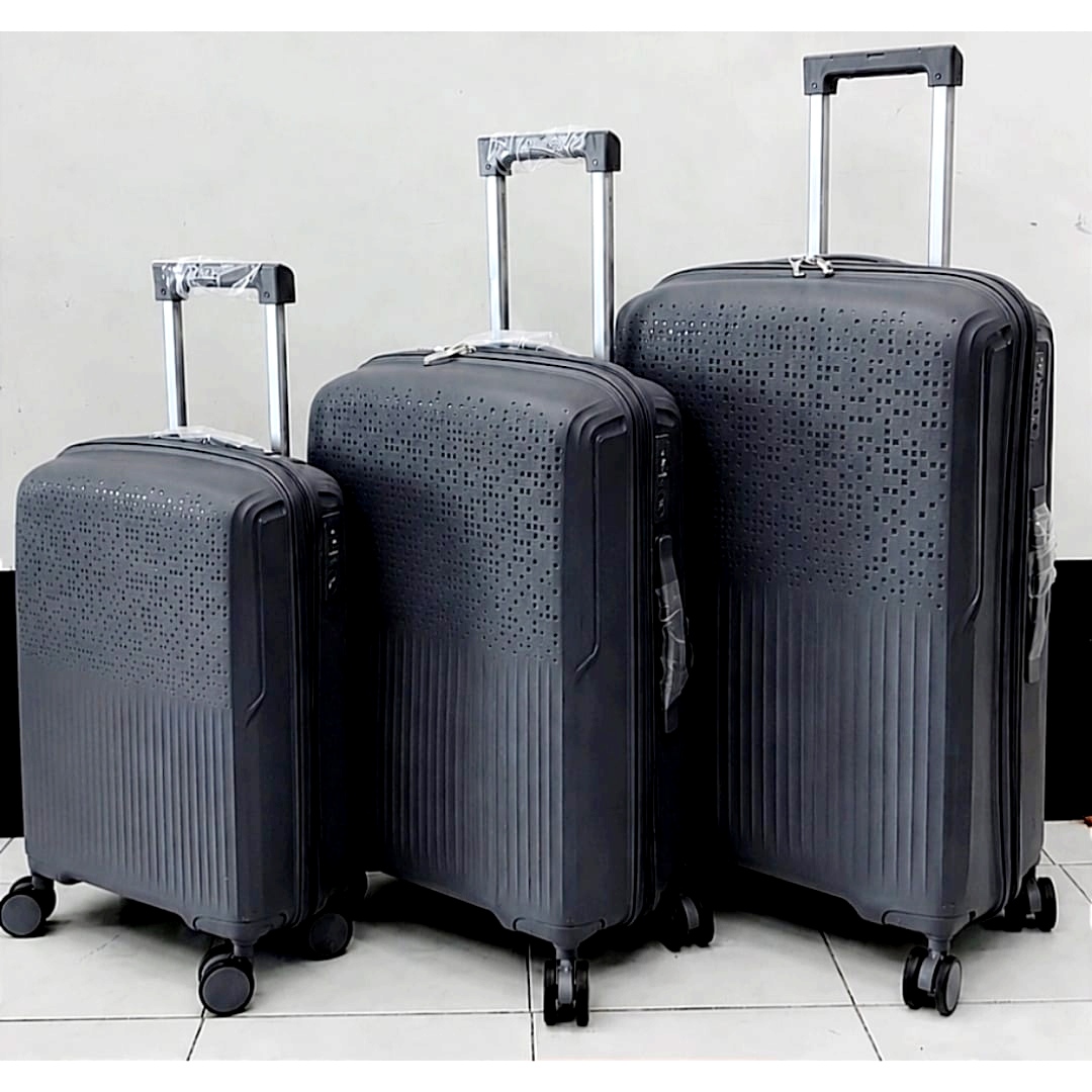 Conjunto 3 Mala de Viagem (Pequeno+Média+Grande) Material Polipropileno "Cinza"